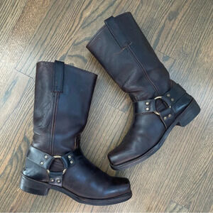 FRYE Mens 12R Harness Boot Western Cowboy Oiled Leather Pull-On